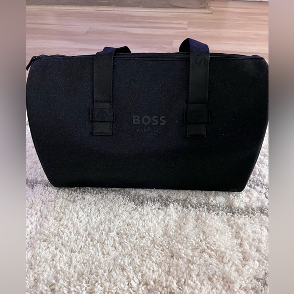 Brand new Hugo Boss Logo Wool Blend Unisex Weekender Duffle Travel Bag Dark Gray - Picture 2 of 12